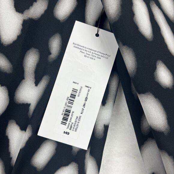 Bold Elements Wrap style Blouse Womens SZ XL Long sleeve Black White Boho Chic - Picture 16 of 16